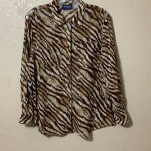 Liz Claiborne Animal Print Long Sleeve Blouse